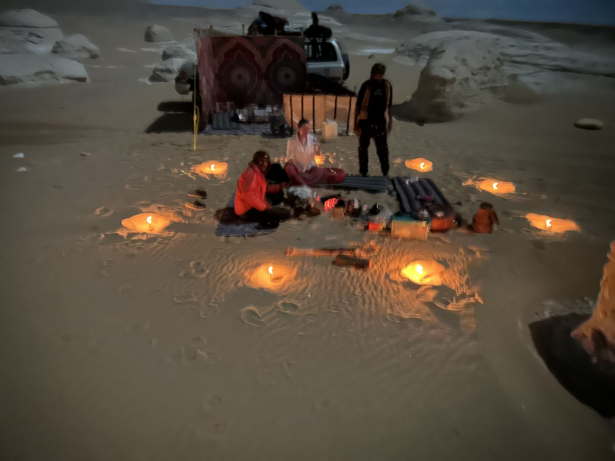 Campfire under the desert night